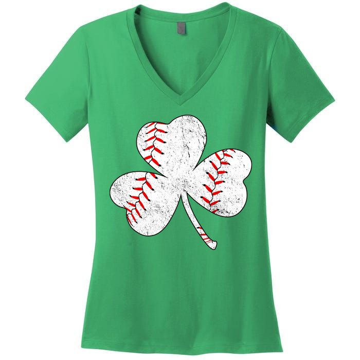 Shamrock Clover Leaf Baseball Women's V-Neck T-Shirt