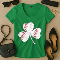 Shamrock Clover Leaf Baseball Women's V-Neck T-Shirt