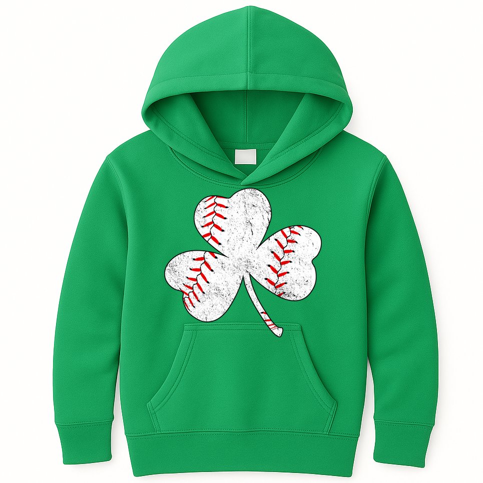Shamrock Clover Leaf Baseball Kids Hoodie