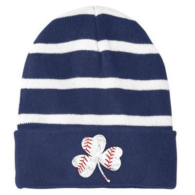 Shamrock Clover Leaf Baseball Striped Beanie with Solid Band