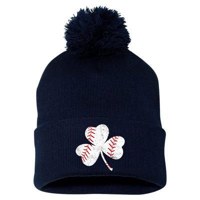 Shamrock Clover Leaf Baseball Pom Pom 12in Knit Beanie