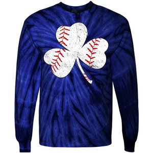 Shamrock Clover Leaf Baseball Tie-Dye Long Sleeve Shirt