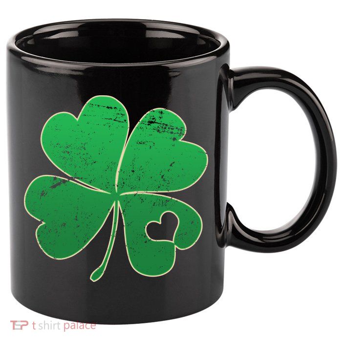 Shamrock Heart 11oz C Handle Ceramic Mug