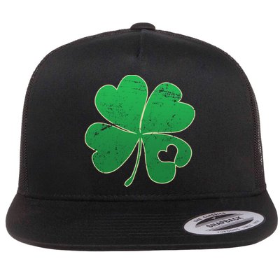 Shamrock Heart Flat Bill Trucker Hat