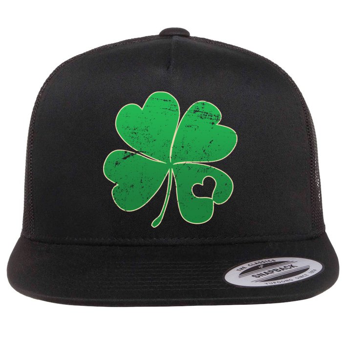 Shamrock Heart Flat Bill Trucker Hat