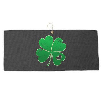 Shamrock Heart Large Microfiber Waffle Golf Towel