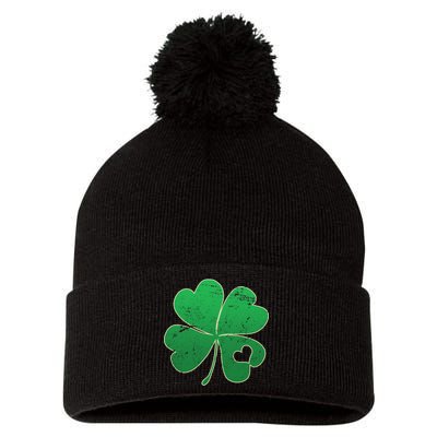 Shamrock Heart Pom Pom 12in Knit Beanie