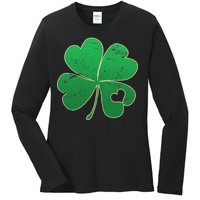 Shamrock Heart Ladies Long Sleeve Shirt