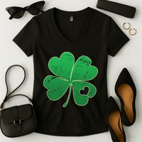 Shamrock Heart Women's V-Neck T-Shirt