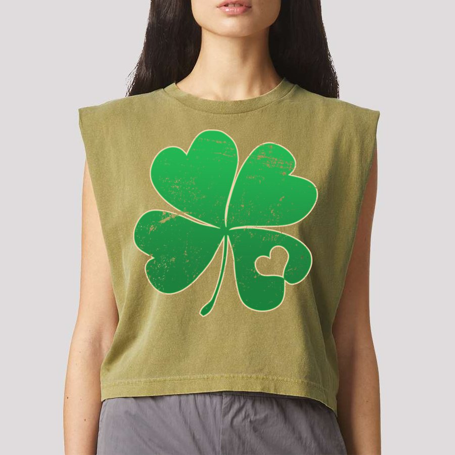 Shamrock Heart Garment-Dyed Women's Muscle Tee