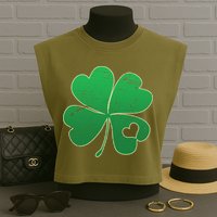Shamrock Heart Garment-Dyed Women's Muscle Tee