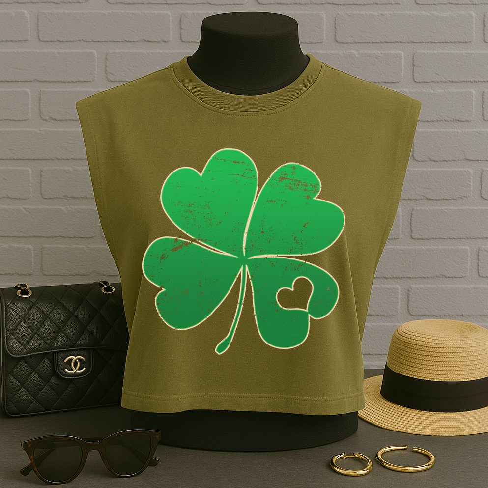 Shamrock Heart Garment-Dyed Women's Muscle Tee