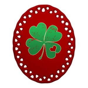 Shamrock Heart Ceramic Oval Ornament