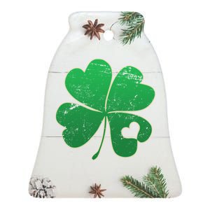 Shamrock Heart Ceramic Bell Ornament