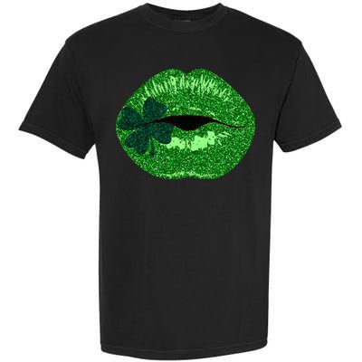 Shamrock Irish Clover Lips Garment-Dyed Heavyweight T-Shirt
