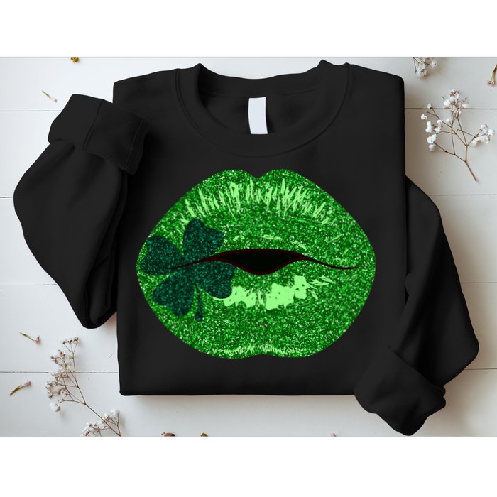 Shamrock Irish Clover Lips Sweatshirt