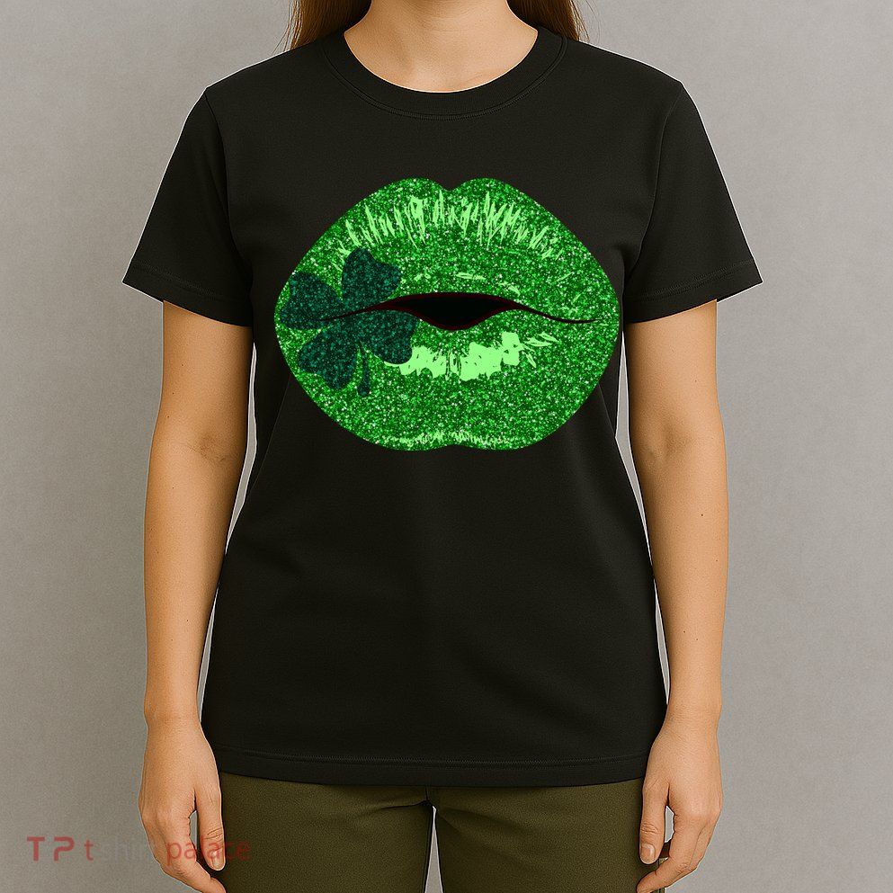 Shamrock Irish Clover Lips T-Shirt