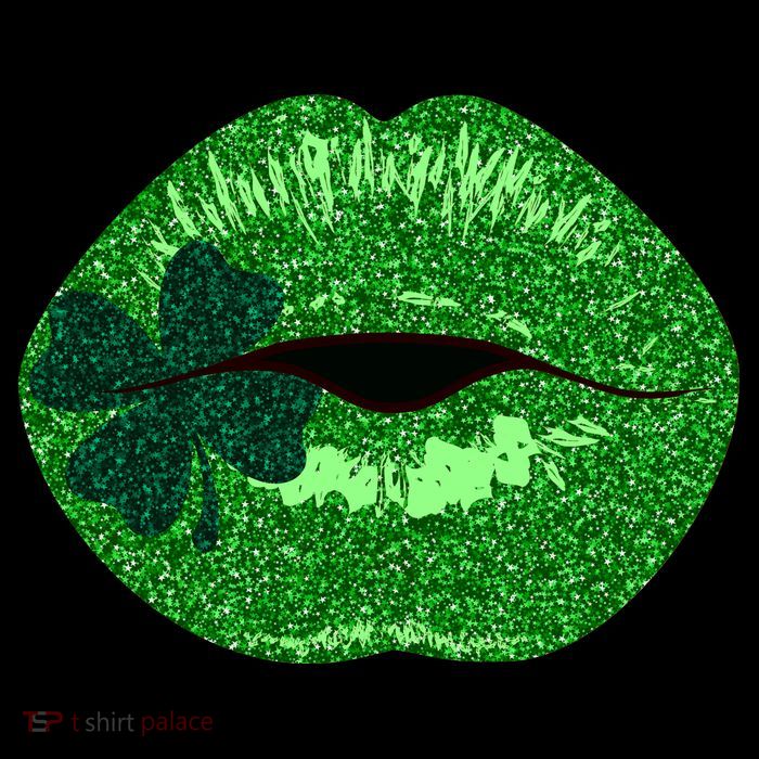 Shamrock Irish Clover Lips Button