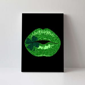 Shamrock Irish Clover Lips Canvas