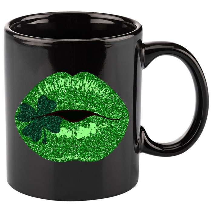 Shamrock Irish Clover Lips 11oz C Handle Ceramic Mug