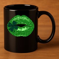 Shamrock Irish Clover Lips 11oz C Handle Ceramic Mug