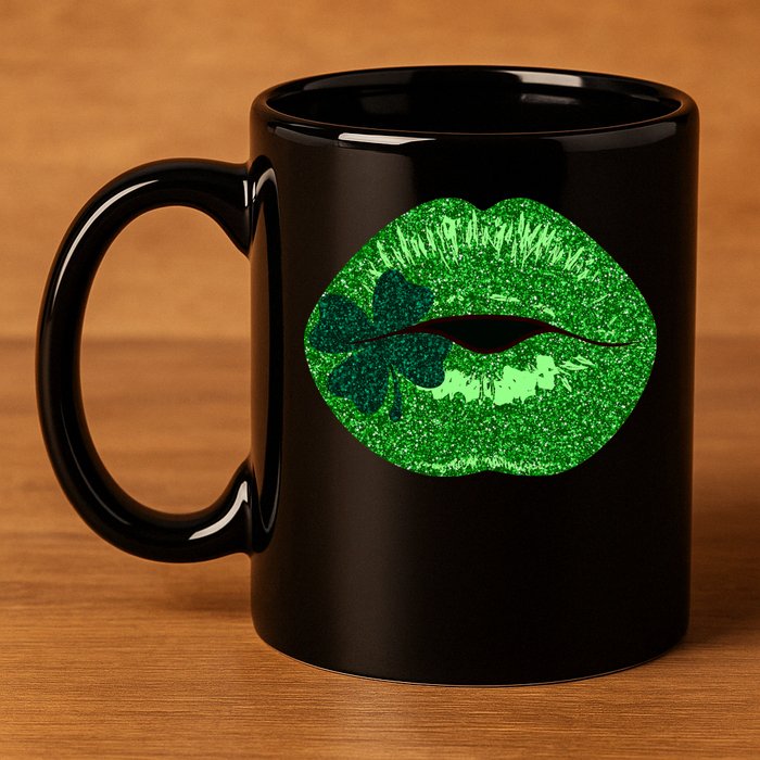 Shamrock Irish Clover Lips 11oz C Handle Ceramic Mug