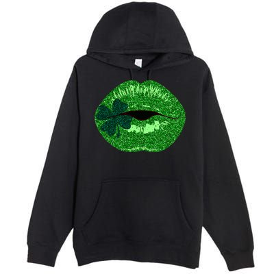 Shamrock Irish Clover Lips Premium Pullover Hoodie