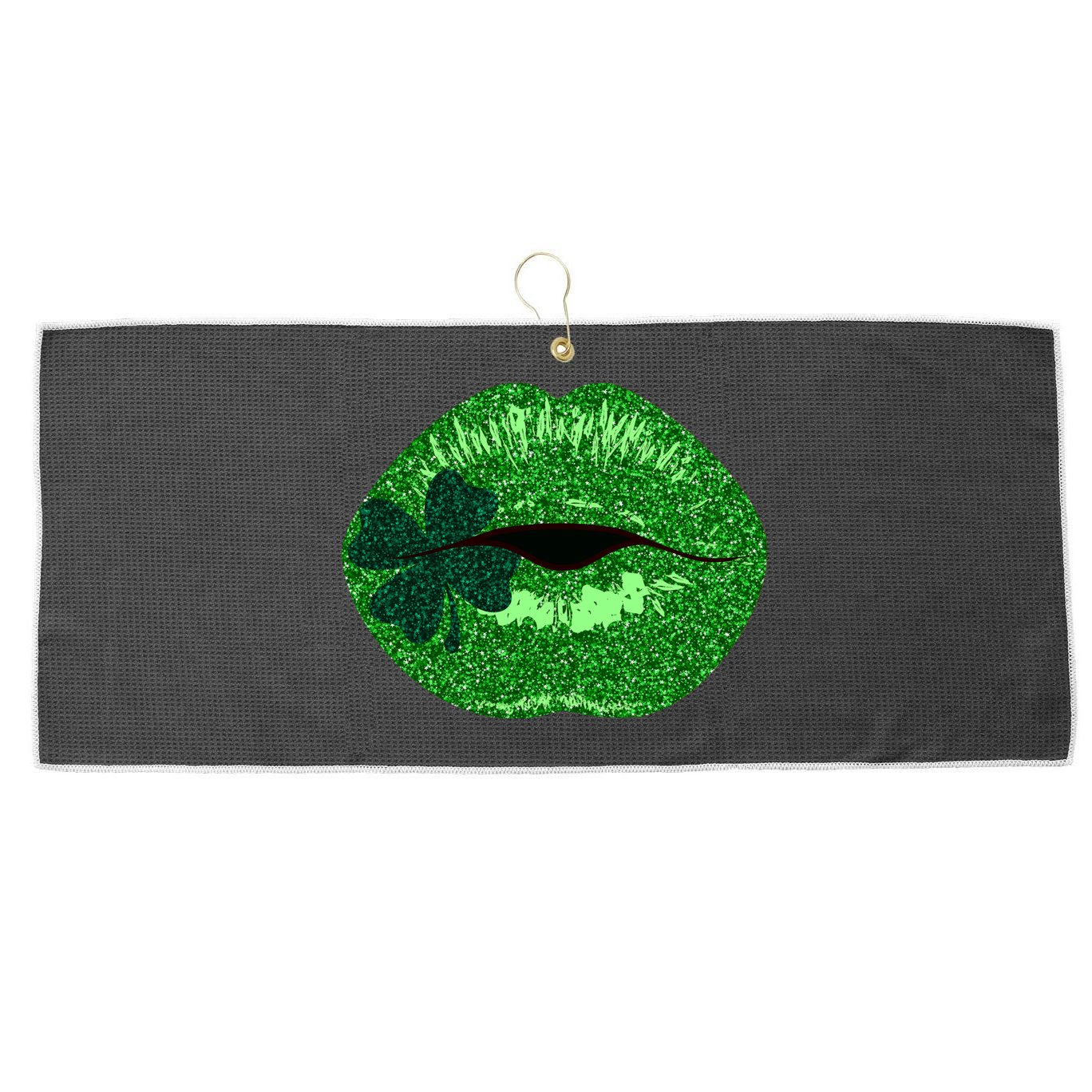 Shamrock Irish Clover Lips Large Microfiber Waffle Golf Towel