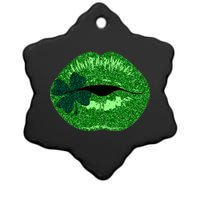 Shamrock Irish Clover Lips Ceramic Star Ornament