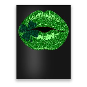 Shamrock Irish Clover Lips Poster