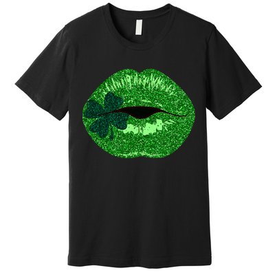 Shamrock Irish Clover Lips Premium T-Shirt