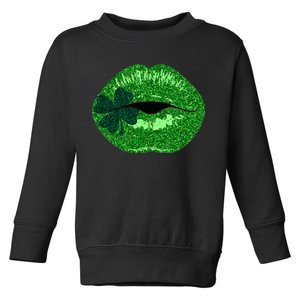 Shamrock Irish Clover Lips Toddler Sweatshirt