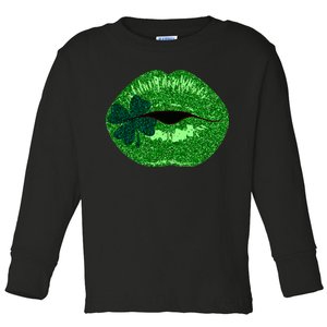 Shamrock Irish Clover Lips Toddler Long Sleeve Shirt