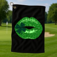 Shamrock Irish Clover Lips Golf Towel