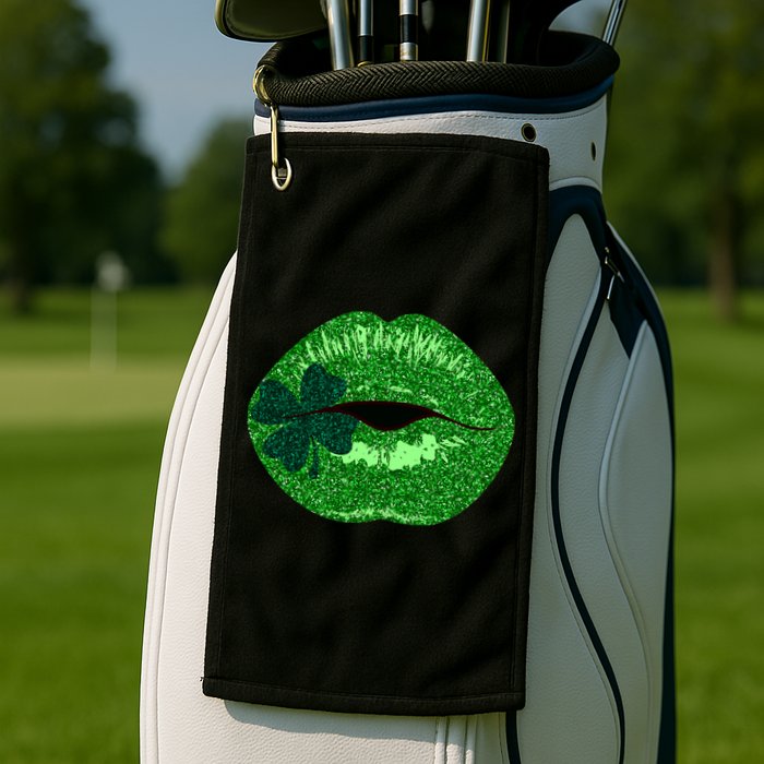 Shamrock Irish Clover Lips Golf Towel