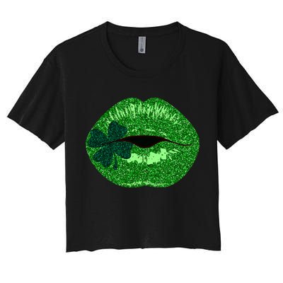Shamrock Irish Clover Lips Crop Top