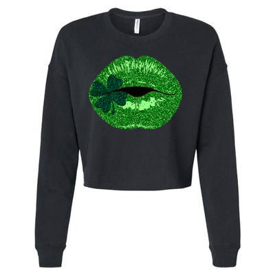 Shamrock Irish Clover Lips Cropped Pullover Crew