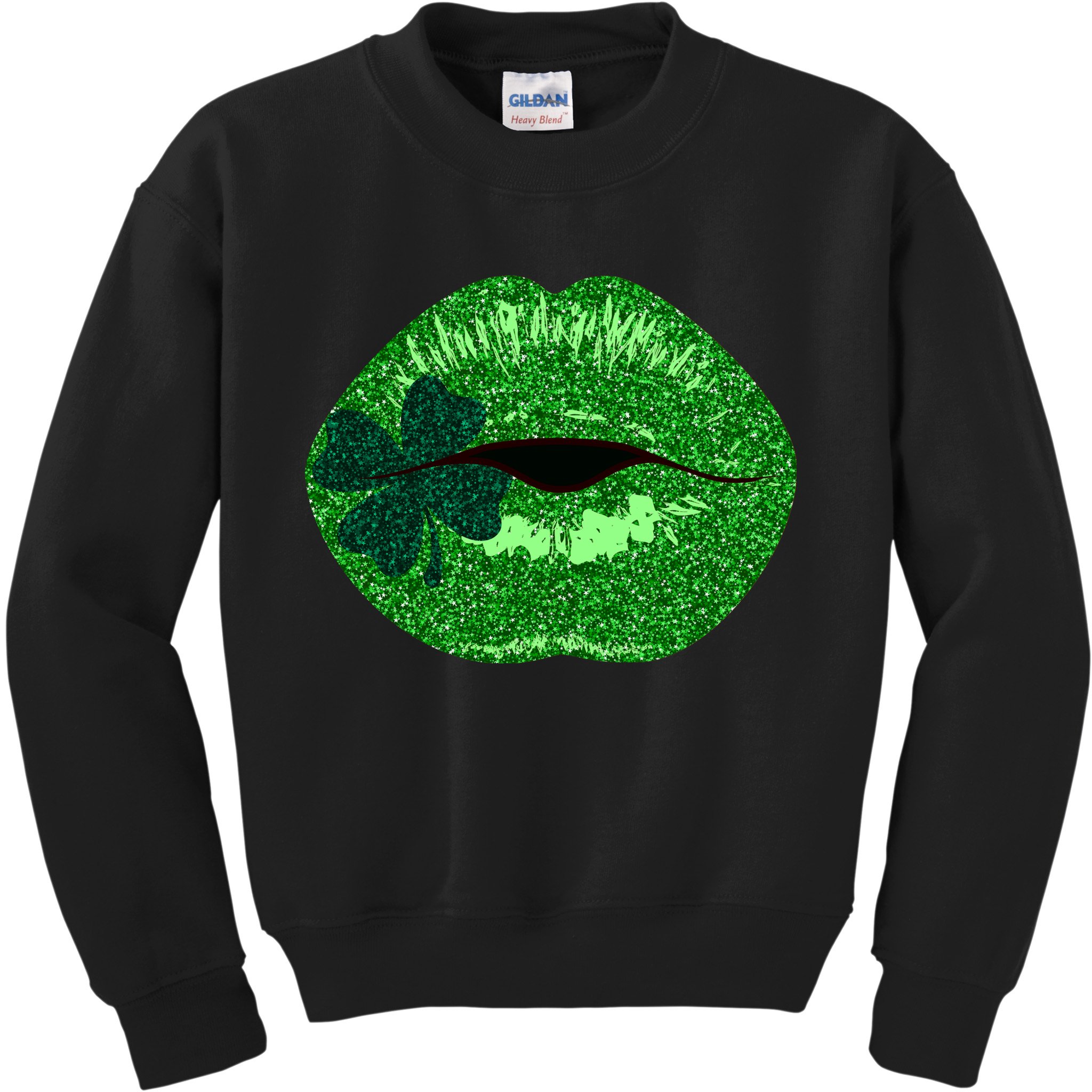 Shamrock Irish Clover Lips Kids Sweatshirt