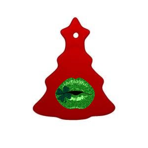 Shamrock Irish Clover Lips Ceramic Tree Ornament