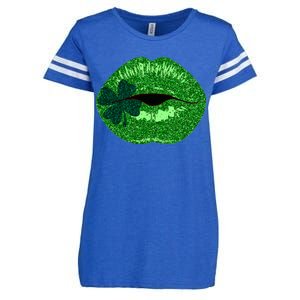 Shamrock Irish Clover Lips Enza Ladies Jersey Football T-Shirt