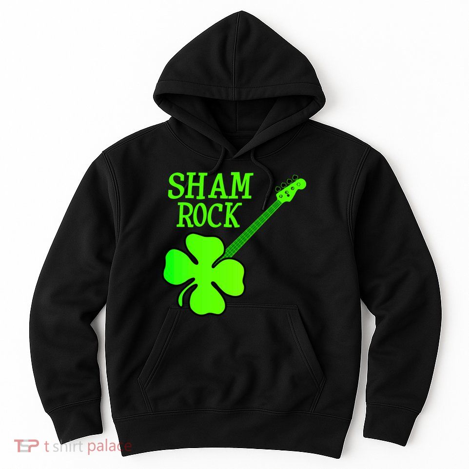 Shamrock Rocks Guitar Irish Clover Hoodie