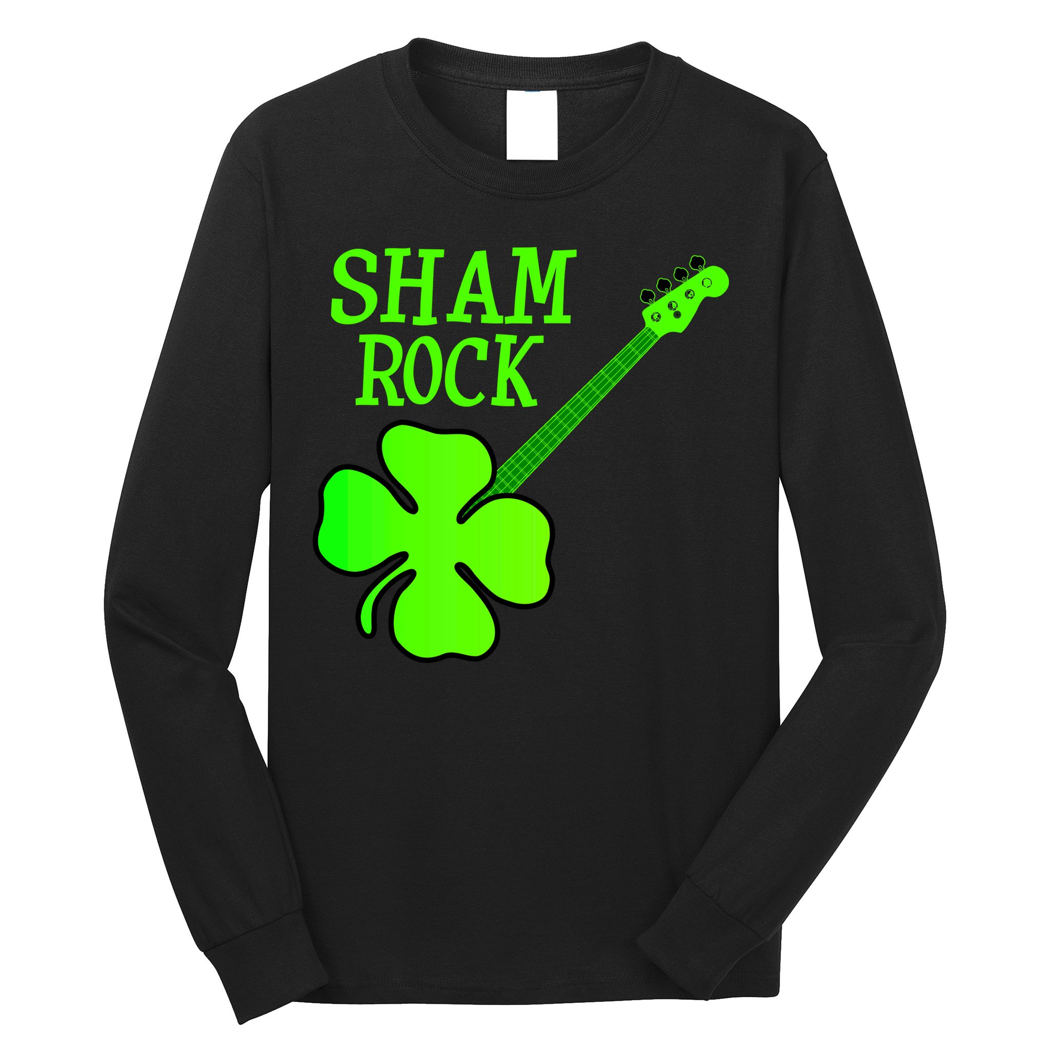 Shamrock Rocks Guitar Irish Clover Long Sleeve Shirt