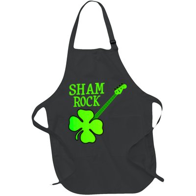 Shamrock Rocks Guitar Irish Clover Full-Length Apron With Pockets