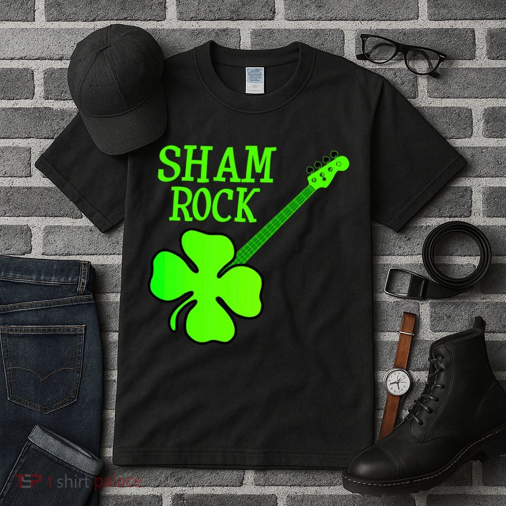 Shamrock Rocks Guitar Irish Clover Tall T-Shirt