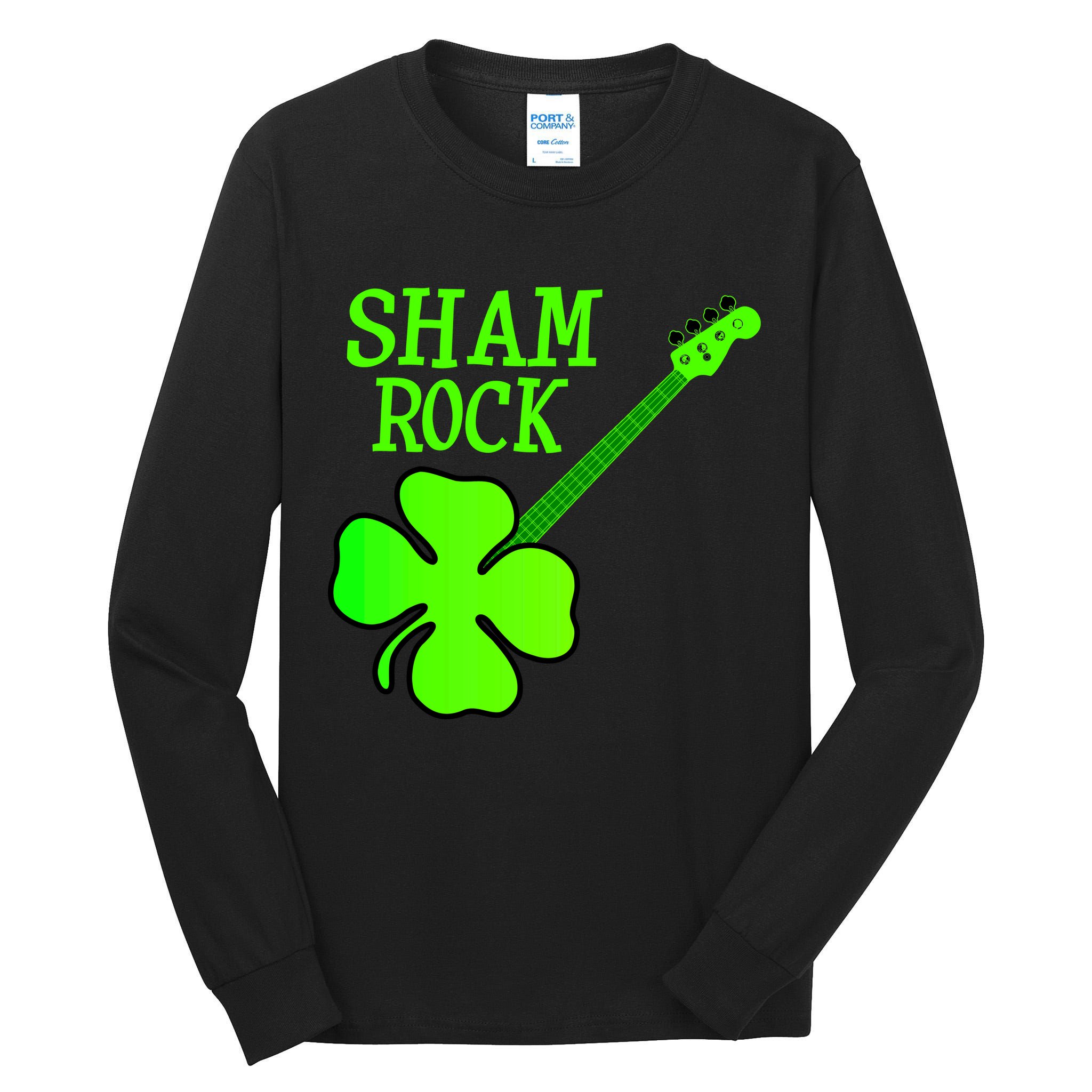 Shamrock Rocks Guitar Irish Clover Tall Long Sleeve T-Shirt