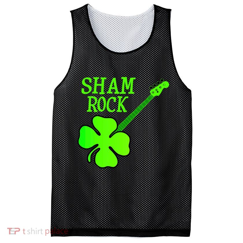 Shamrock Rocks Guitar Irish Clover Mesh Reversible Basketball Jersey Tank