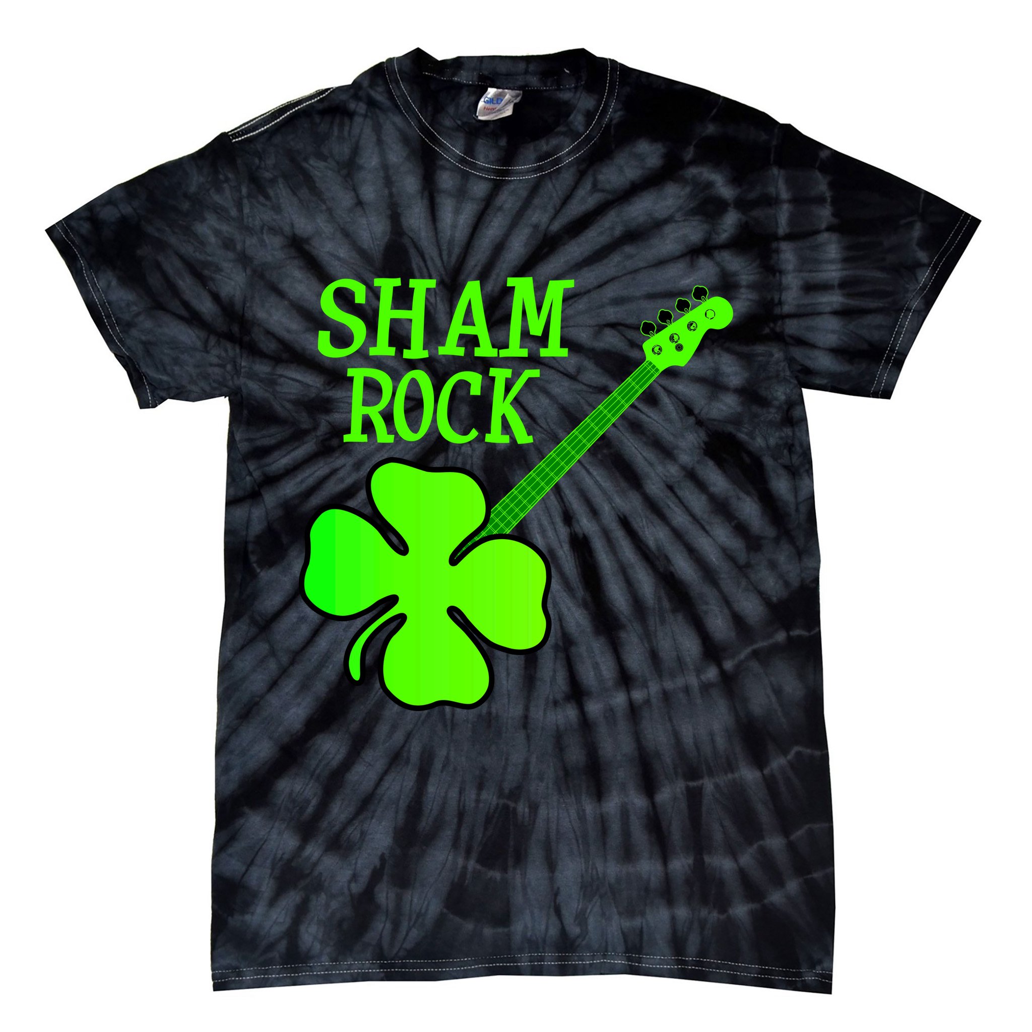 Shamrock Rocks Guitar Irish Clover Tie-Dye T-Shirt