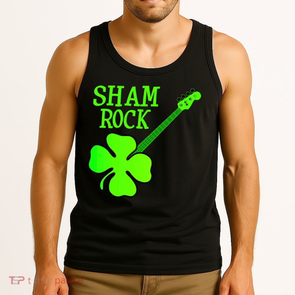 Shamrock Rocks Guitar Irish Clover Tank Top