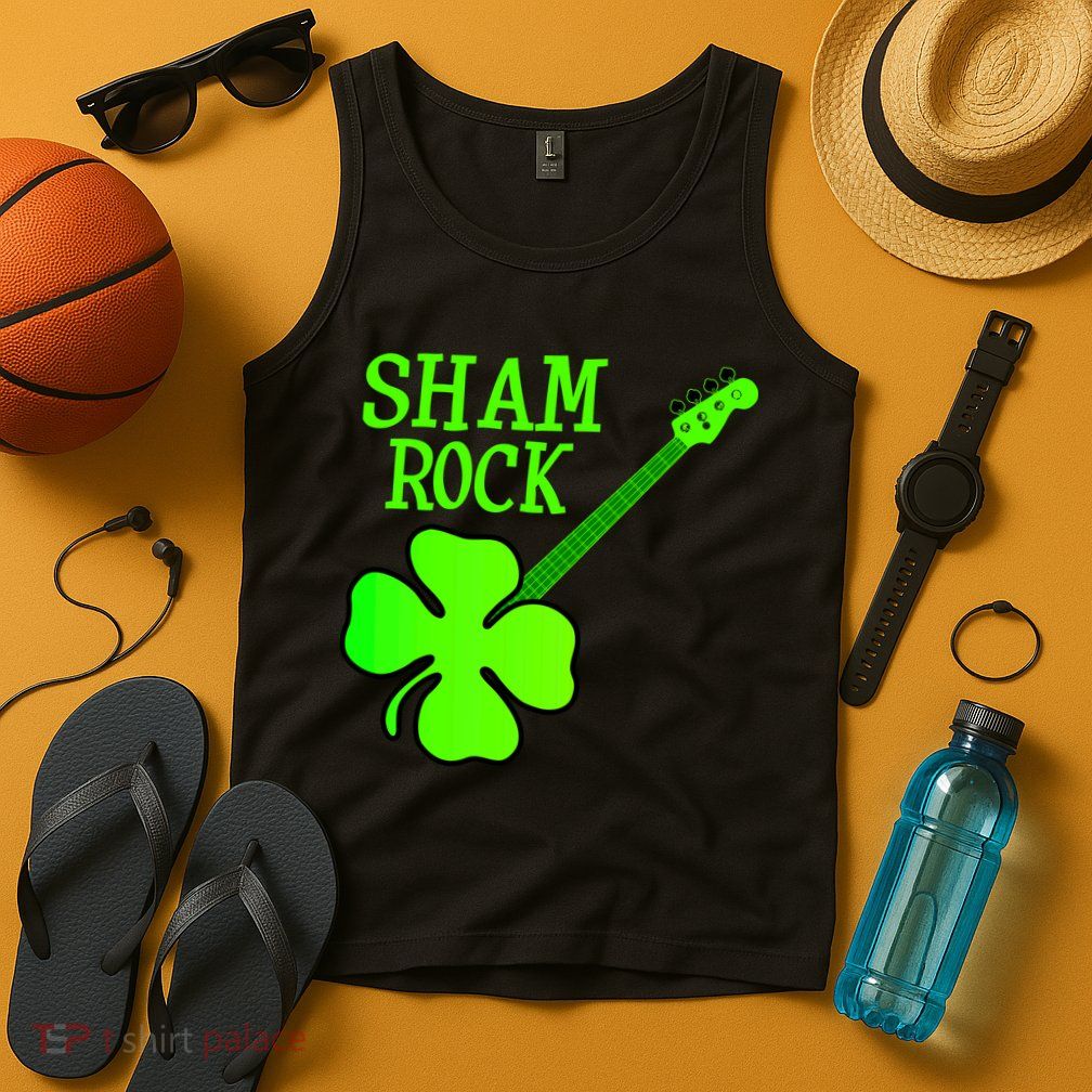 Shamrock Rocks Guitar Irish Clover Tank Top