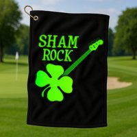 Shamrock Rocks Guitar Irish Clover Golf Towel